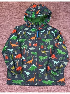 Stephen Joseph Dinosaur Print Hooded Raincoat Jacket Size 6X